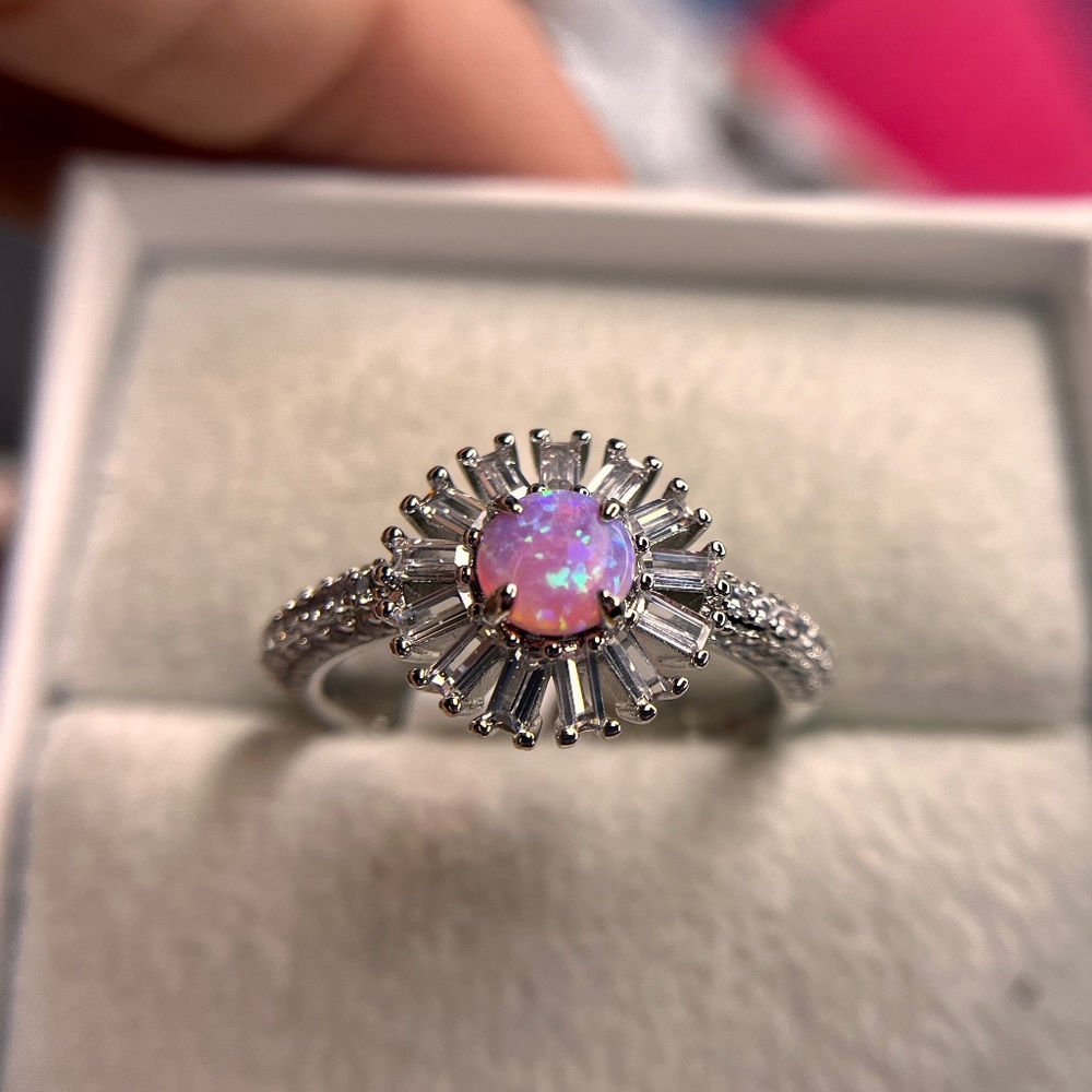 Bomb Party "Here Comes The Sun" Lab Grown Rose Fire Opal + Rhodium Plating